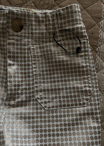 38 Beden beyaz Renk Parlak Puantiyeli wide leg pantolon