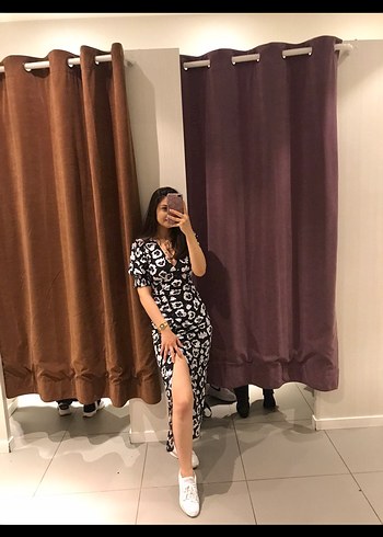 H&M Siyah V Yaka Midi Elbise