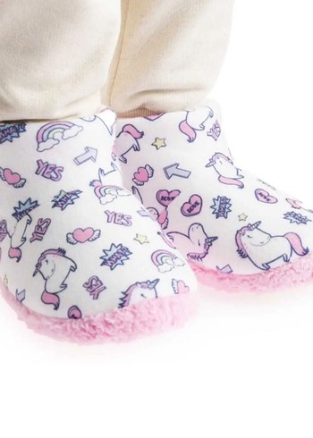 Çocuk Renkli Desenli Sıcak Ev Terlikleri - Görsel 7