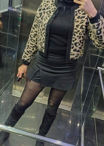 Kahverengi Leopar Desenli Kadın Hırka - Görsel 4