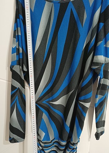 #Mavi Gri Zebra Desenli Tunik - Görsel 3