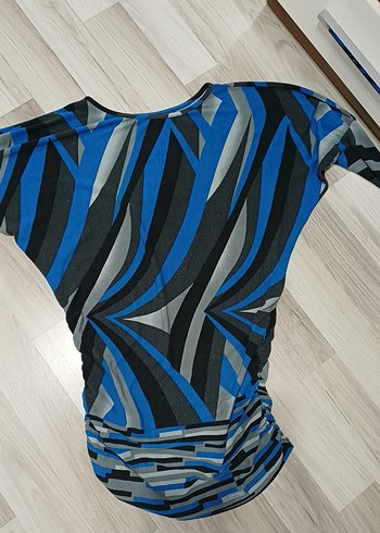 #Mavi Gri Zebra Desenli Tunik - Görsel 2