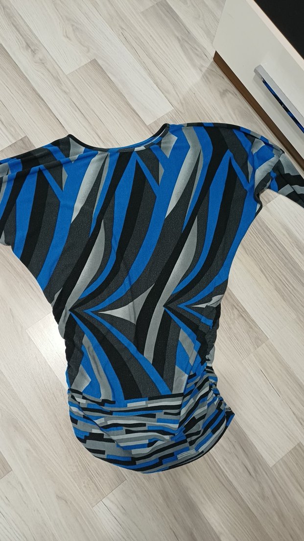 #Mavi Gri Zebra Desenli Tunik - Görsel 2
