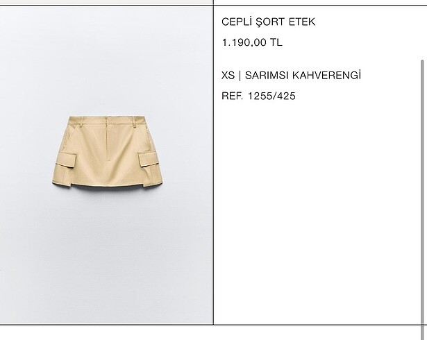 Zara şort etek