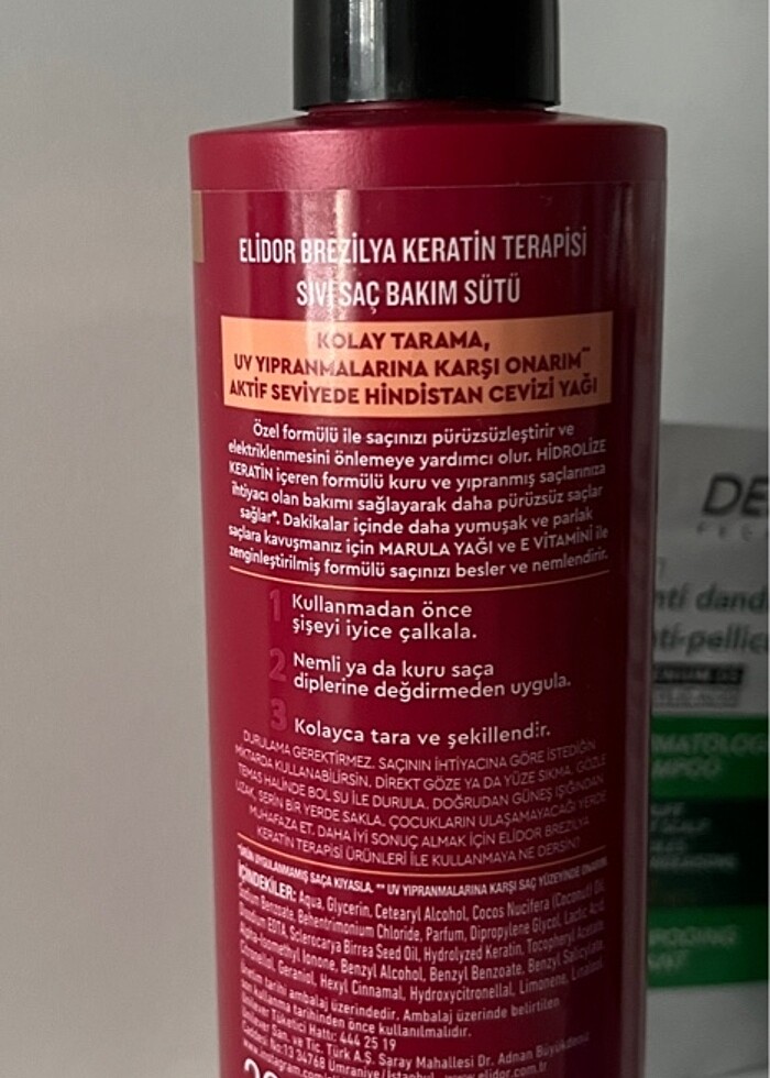 Elidor brezilya keratin terapisi sıvı saç bakım sütü - Görsel 2