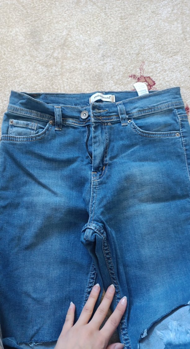 Yırtık Detaylı düşük bel Mavi Kadın Skinny Jean - Görsel 3