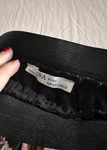 Zara Zara Kahverengi Yılan Desenli Pilili Uzun Etek