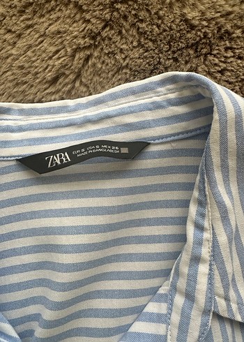 Zara Zara Mavi Çizgili oversize Gömlek