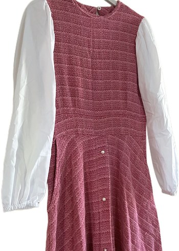 Zara Pembe Düğmeli Uzun Tüvit Elbise