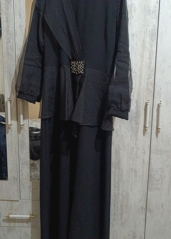 Siyah Uzun Kollu Kemerli Gotik Elbise