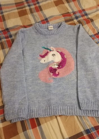 Kız Çocuk Unicorn Desenli Triko Sweatshirt - Görsel 5