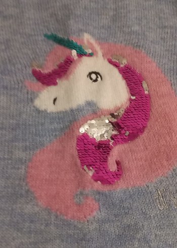 Kız Çocuk Unicorn Desenli Triko Sweatshirt - Görsel 3