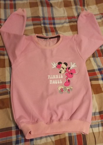 Kızlar için pembe uzun kollu baskılı sweatshirt - Görsel 5