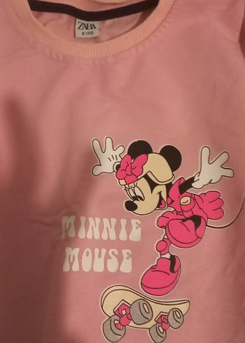 Kızlar için pembe uzun kollu baskılı sweatshirt - Görsel 2