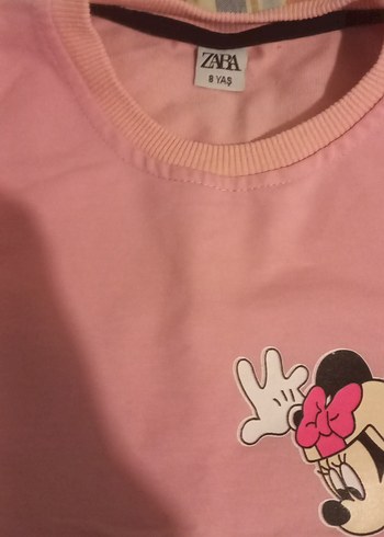 Kızlar için pembe uzun kollu baskılı sweatshirt - Görsel 6