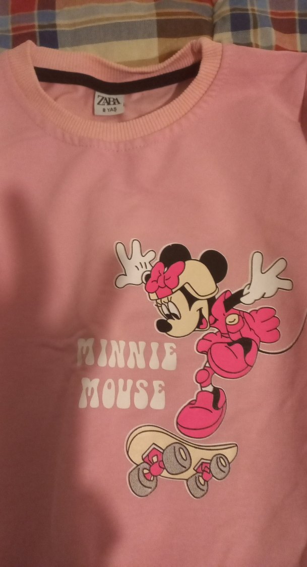 Kızlar için pembe uzun kollu baskılı sweatshirt - Görsel 2