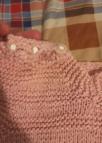 Pembe V Yaka Örgü Süveter - Görsel 2