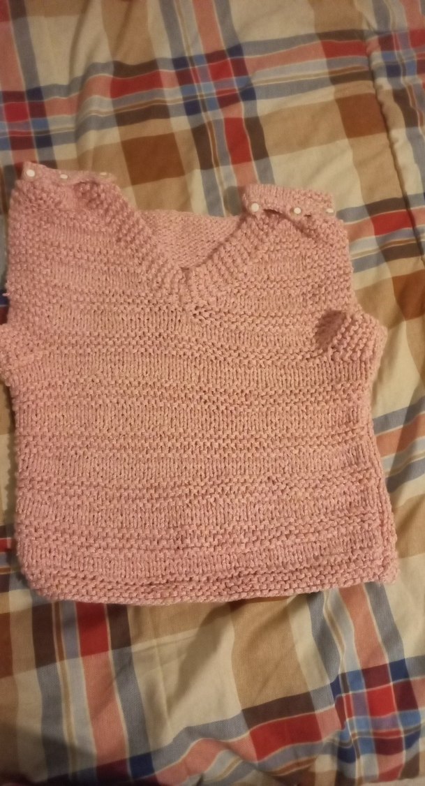 Pembe V Yaka Örgü Süveter - Görsel 3