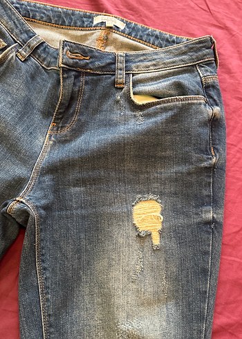 36 Beden Kadın Mavi Bol Kesim Midi Kot Pantolon