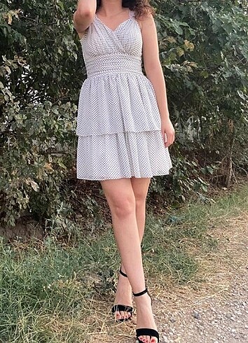 Puantiyeli abiye elbise
