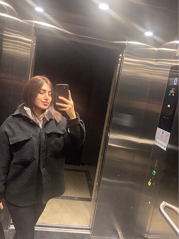 Siyah tüylü Ceket