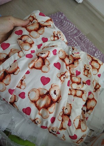 Kapüşonlu Ayıcık Desenli Çocuk Tulumu - Görsel 2