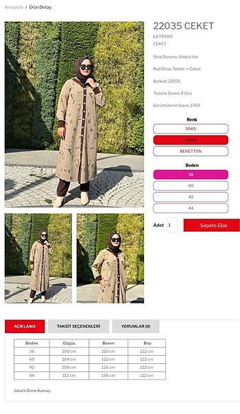 38 Beden camel Renk Red Show hırka