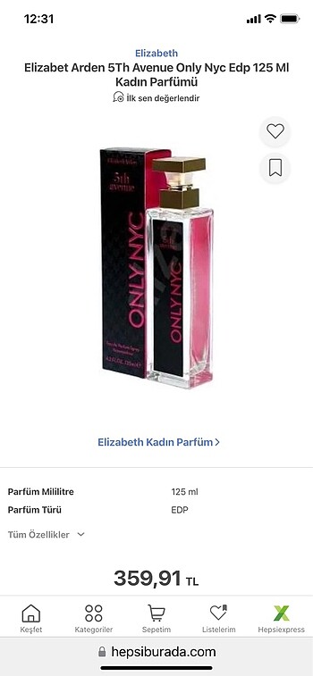 Elizabeth Arden 5 th Only NYC Parfüm 75 ml