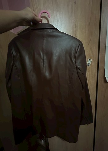 Kahverengi Deri Kadın Ceket - Görsel 5