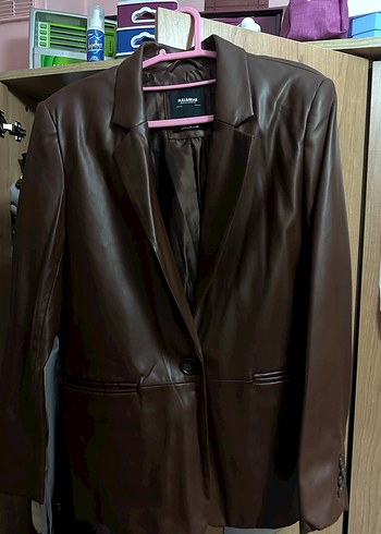 Kahverengi Deri Kadın Ceket - Görsel 3