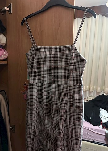 Gri Kareli Mini Elbise - Görsel 3