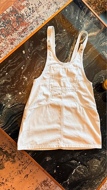 pull and bear beyaz kot salopet elbise
