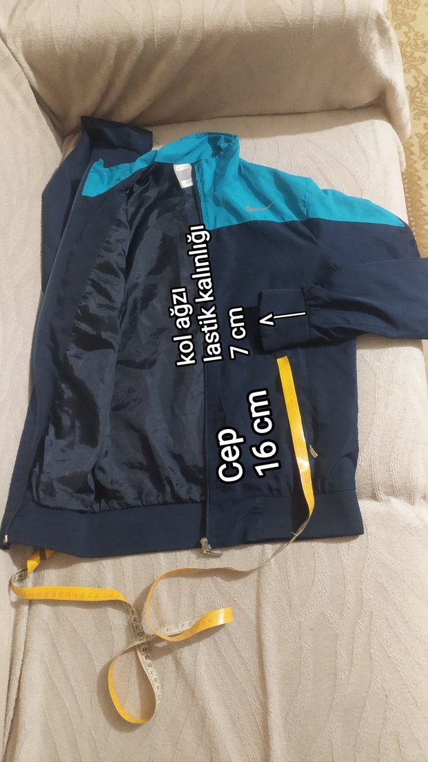 Mavi Nike Fermuarlı Erkek Spor Ceket - Görsel 5