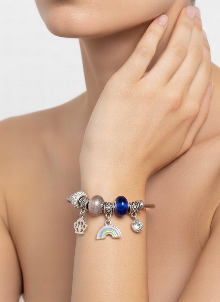 Pandora tarzı charmlı çelik bileklik - Görsel 2