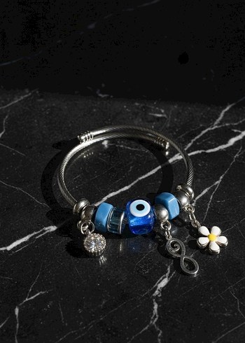 Charmlı Çelik pandora tarzı Bileklik - Görsel 2