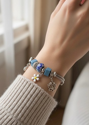 Pandora tarzı charmlı çelik Bileklik - Görsel 2