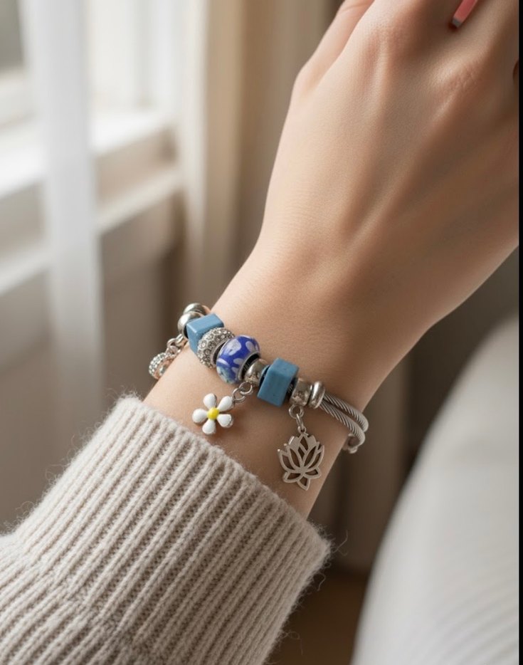 Pandora tarzı charmlı çelik Bileklik - Görsel 2