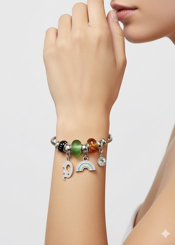 Pandora tarzı charmlı çelik bileklik - Görsel 2