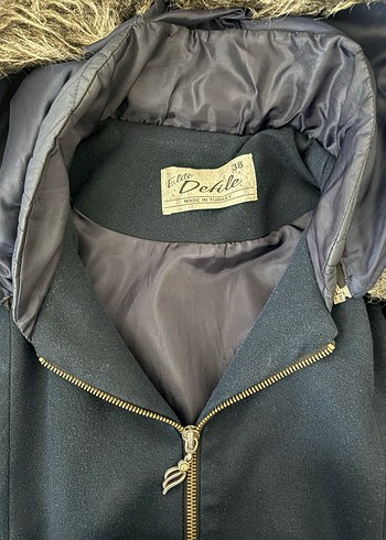 Kadın lacivert Uzun Kürklü mont - Görsel 4