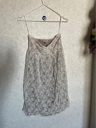 Bershka Straplez Dantel Mini Elbise