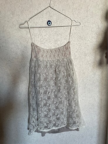 Bershka Bershka Straplez Dantel Mini Elbise