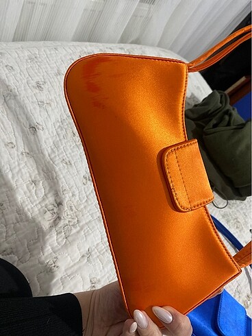  Beden turuncu Renk Saten kol çantası