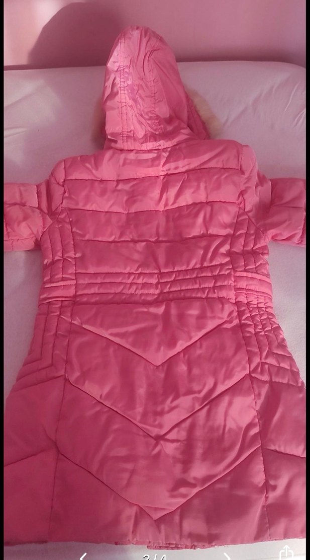 U.S. Polo Kız Çocuk Parlak Pembe Kürklü Mont - Görsel 2