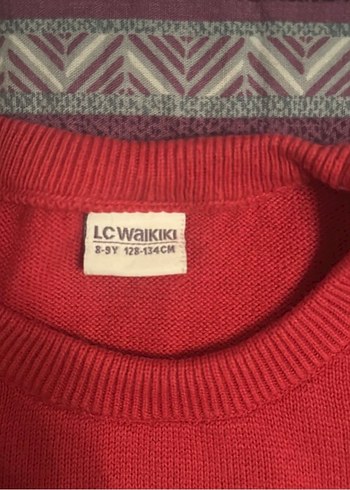 LCW Kız Çocuk Kırmızı Desenli Triko Kazak - Görsel 2