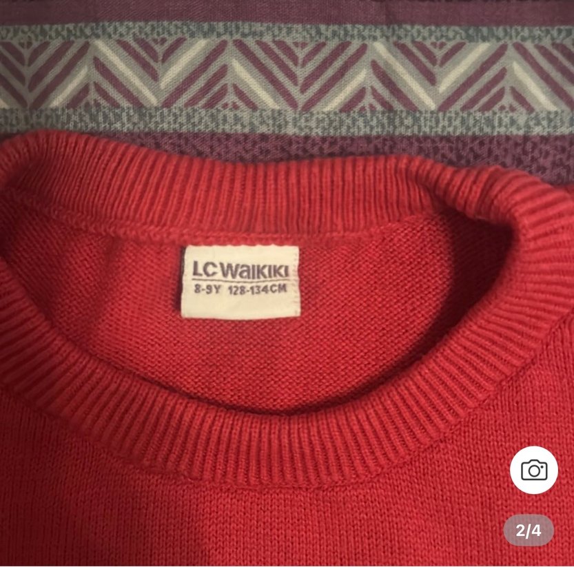 LCW Kız Çocuk Kırmızı Desenli Triko Kazak - Görsel 2