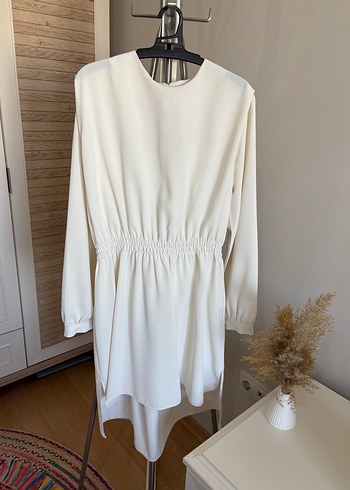 Levidor tunik Beyaz Drapeli Kadın Mini Tunik