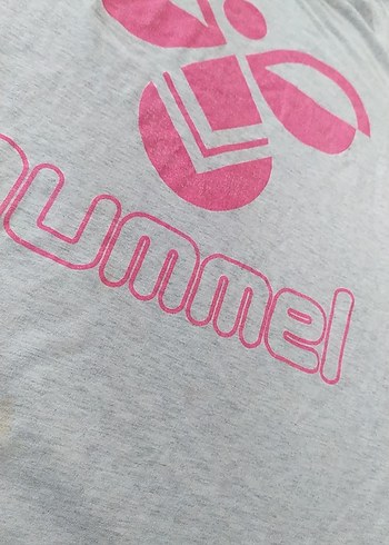 l Beden gri Renk Hummel Gri Kısa Kollu Baskılı Tişört