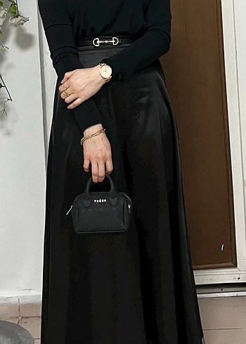 Zara Siyah saten etek