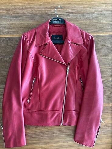 Massimo Dutti Kırmızı deri biker ceket