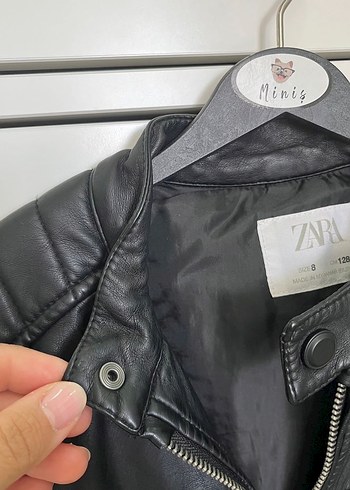 Siyah Deri Fermuarlı Biker Ceket - Görsel 4